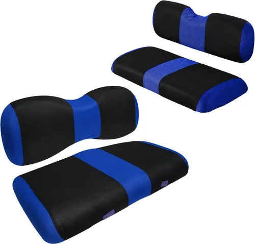 Miniatura 27 de Juego de fundas de asiento de carrito de golf, fundas para asientos delanteros de carrito de golf, ajuste para Club Car Precedent OEM, cojín de Azul