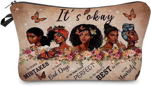 Miniatura 16 de Bolsa de maquillaje afroamericana para monedero, bolsas de cosméticos negras afro para mujer, regalo inspirador, pequeña bolsa de cosméticos
