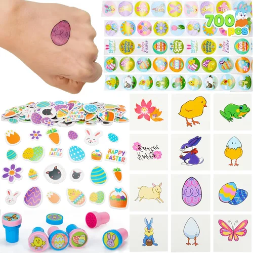 Miniatura 8 de JOYIN 686 piezas de kits de manualidades de Pascua con calcomanías surtidas, calcomanías de espuma, sellos y tatuajes temporales para recuerdos