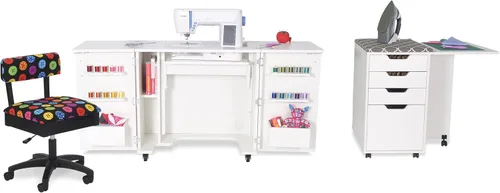Miniatura 9 de Gabinete de costura y acolchado Kangaroo Bandicoot de Arrow Sewing con elevación, para sala de estar, color blanco ceniza