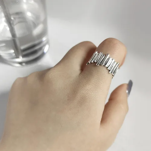 Miniatura 146 de Anillo de plata de ley 925, minimalista, ajustable, hecho a mano, para mujeres y niñas