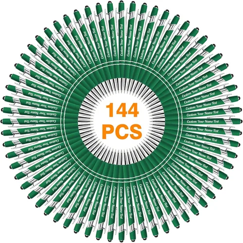 Miniatura 95 de 12 bolígrafos personalizados a granel con grabado sin nombre, bolígrafos personalizados con lápiz capacitivo, logotipo de mensaje de texto grabado