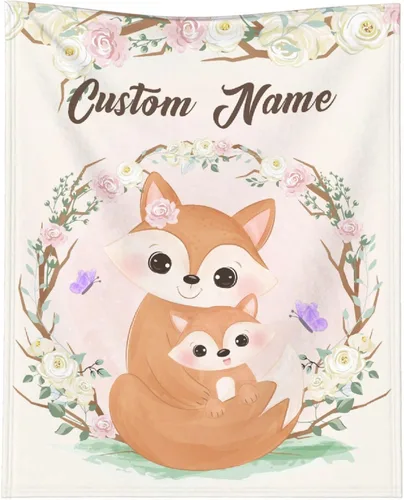 Miniatura 20 de Manta personalizada de elefante para bebés, manta de franela rosa personalizada con nombre para niñas y niños, mantas suaves para sofá y cama