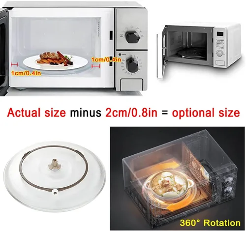 Miniatura 6 de Placa giratoria de vidrio transparente para microondas, placa de vidrio para microondas con acoplador y anillo giratorio de microondas, bandeja