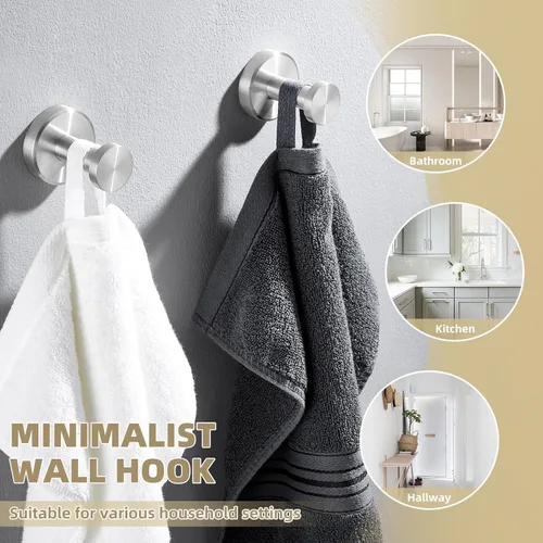 Miniatura 6 de APLusee Ganchos para toallas de baño de níquel cepillado, ganchos de acero inoxidable 304, paquete de 2 ganchos de toallas resistentes para baño