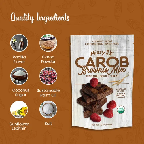 Miniatura 6 de Missy J's Mezcla de muestra de galletas de trigo integral y brownie de algarroba orgánica, sustituto saludable sin cafeína para chocolate, hecho