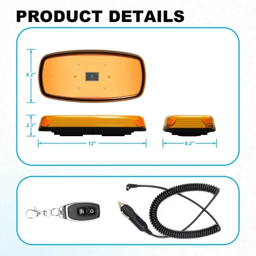 Miniatura 5 de Barra de luz estroboscópica mini recargable con control APP Agrieyes, luz de baliza LED magnética inalámbrica