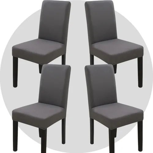 Miniatura 23 de Juego de 6 fundas elásticas para sillas de comedor, color blanco hueso, elásticas, lavables, extraíbles para cocina, hotel, restaurante Blanco roto