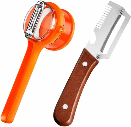 Miniatura 10 de Pelador de verduras multifuncional, cortador de verduras de acero inoxidable ultra afilado 3 en 1, triturador de frutas y abridor de botellas