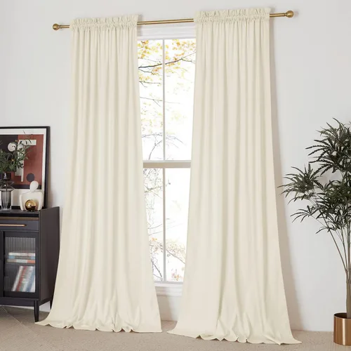 Miniatura 141 de NICETOWN Cortinas opacas de terciopelo extralargas negras de 120 pulgadas de largo para telón de fondo, cortinas de terciopelo con aislamiento Serie
