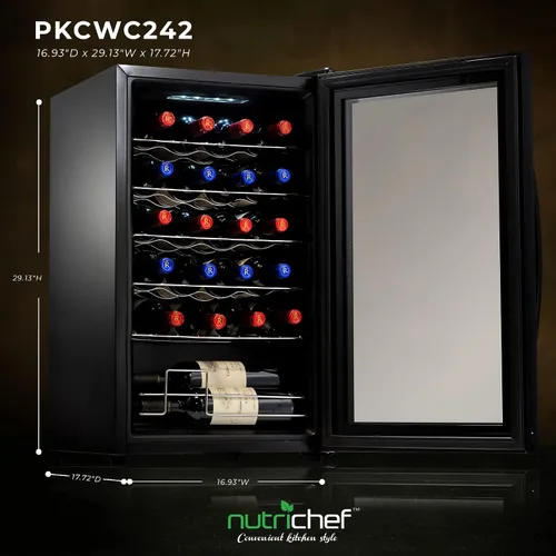 Miniatura 9 de Nutrichef Refrigerador de vino de 24 botellas Enfriador de vino de una sola zona Control de temperatura ajustable de 41 °F a 64 °F