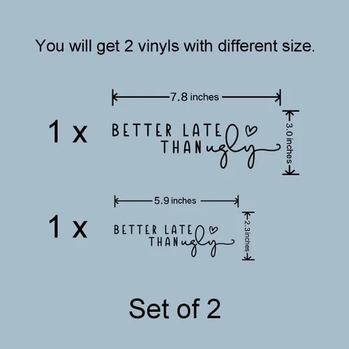 Miniatura 7 de 2 calcomanías de espejo con texto en inglés "Better Late Than Fe", calcomanías de espejo para pared, decoración de habitación de niña, decoración