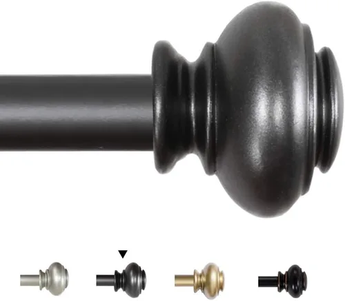 Miniatura 11 de H.VERSAILTEX - Cortinero para ventana ajustable y decorativo de 3/4 pulgadas de diámetro, para una sola ventana, con remates clásicos Negro