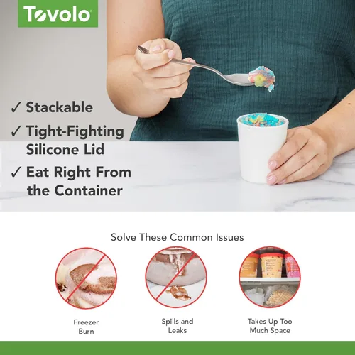 Miniatura 3 de Tovolo Sweet Treat - Recipiente reutilizable para helado casero, varios colores, juego de 4 a 6 onzas apilables con tapas de silicona