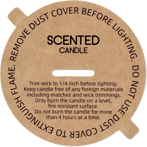 Miniatura 15 de CandMak Cubiertas antipolvo para velas, 48 piezas impresas de papel kraft con tapa antipolvo con lengüeta para hacer velas (12 tamaños)