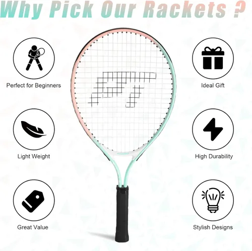Miniatura 4 de PICKLETECH Kids Tennis Racket for Junior Toddlers Starter Kit 17-25" Tennis Racquet for Girls and Boys with Carry Bag, Lightweight for Beginners Cian