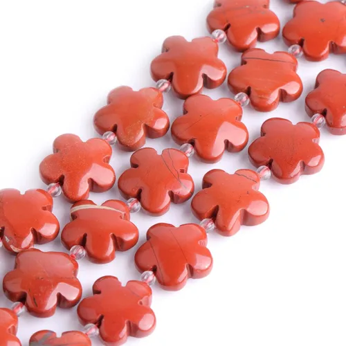 Miniatura 7 de GEM-Inside - 26 cuentas semipreciosas de 0.594 pulgadas (0.591 in) con diseño de flores de plantas naturales de África Bood Jasper para hacer joyas