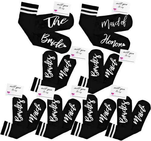 Miniatura 7 de WIFFGO Regalos de dama de honor para mujeres, regalos de despedida de soltera, calcetines peludos de compromiso, lindos calcetines de novia, regalos
