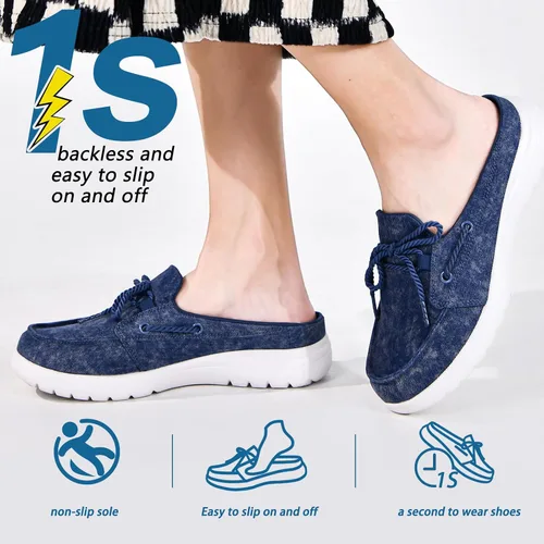 Miniatura 2 de Buyrew Pantuflas para mujer, cómodas, de lona de punto, con soporte de arco, transpirables, pantuflas de casa