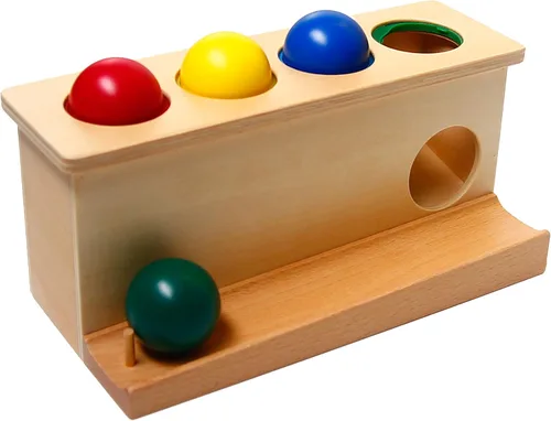 Montessori - Pelota de madera para niños pequeños, juguetes para niños en edad preescolar, juguetes de empuje, multicolor