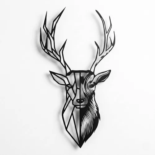DEKADRON Arte de pared de metal natural con cabeza de ciervo de metal, silueta de ciervo 3D, decoración de pared de metal, decoración del hogar,