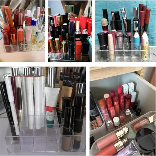 Miniatura 6 de Tecbeauty Soporte para Lápiz Labial, 24 Ranuras Organizador de Lápiz Labial Transparente Acrílico Exhibidor de Almacenamiento de Brillo Labial