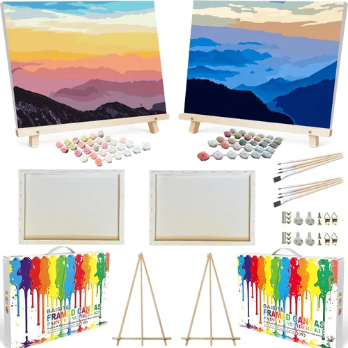 Miniatura 18 de BAISITE Kit de pintura por números para adultos principiantes, 12 pulgadas de ancho x 16 pulgadas de largo, paquete de 2 lienzos para kits