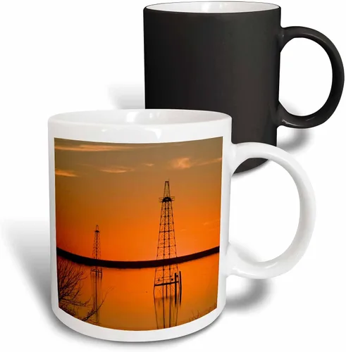 Miniatura 9 de 3dRose Oil well derricks, Industry, Lake Arrowhead, Texas - US44 LDI0004 - Larry Ditto 15oz Two-Tone Black Mug