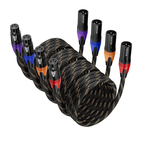 Miniatura 8 de Cables XLR - Paquete de 6 cables XLR trenzados de nailon trenzado y cable de micrófono equilibrado para micrófonos, mezcladores y altavoces
