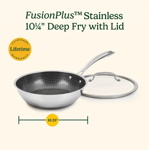 Miniatura 7 de Cuisinart FusionPlus - Utensilios de cocina antiadherentes de acero inoxidable, sartén profunda de 10.25 pulgadas con tapa, tecnología de cerámica