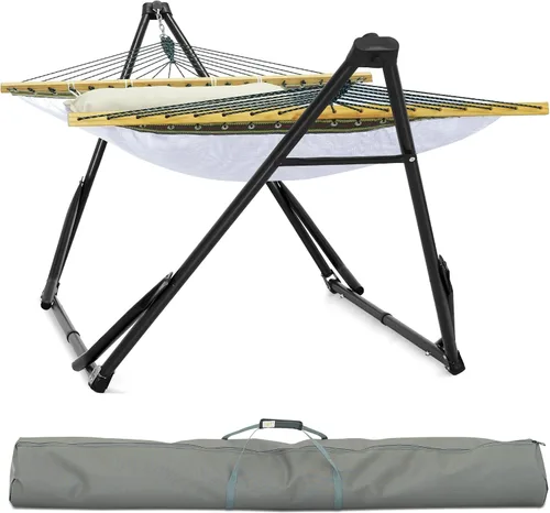 Miniatura 16 de Soporte de hamaca Tranquillo Uniki con garantía de 3 años, hamaca plegable instantánea de 30s con soporte, hamaca de camping con capacidad de 550 1.