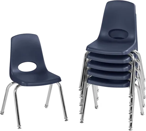 Miniatura 36 de FDP 16" Silla apilable escolar, silla de estudiante apilable con patas de acero cromado y ruedas; para aprendizaje en casa o en el aula - Gris claro