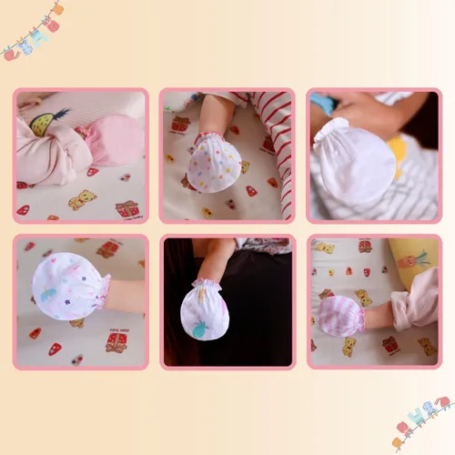 Miniatura 8 de RATIVE Manoplas de bebé de algodón orgánico antiarañazos para recién nacidos de 0 a 6 meses Esenciales para bebés imprescindibles para niños y niñas