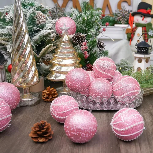 Miniatura 4 de 12 adornos de bola de Navidad de 3.15 pulgadas, con lentejuelas, inastillables, adornos decorativos para colgar en árboles de Navidad, fiestas