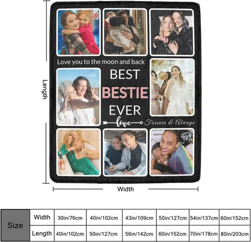 Miniatura 3 de Cobija personalizable con fotos; haz una cobija personalizable con imágenes para el recuerdo; regálale a tu mejor amiga una manta sublimada Mejores