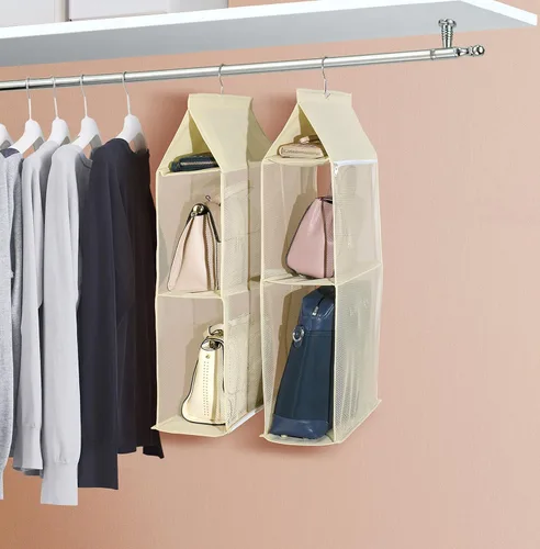 Miniatura 7 de Bolsa desmontable de 4 compartimentos para colgar bolsos, bolsa transparente para almacenamiento, armario, sistema de organización de ahorro