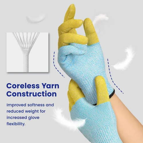 Miniatura 4 de Guantes Schwer SlicePro patentados resistentes al corte AR1345 con refuerzo ANSI A9 de 4 dedos, guantes de corte de grado alimenticio y pantalla