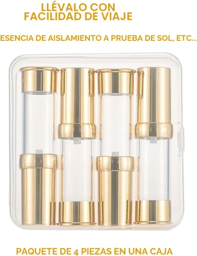 Miniatura 3 de Juego de viaje con botella de bombeo al vacío dorada sin aire con caja, bomba de vacío cosmética recargable, como jabón de manos, tónico, base