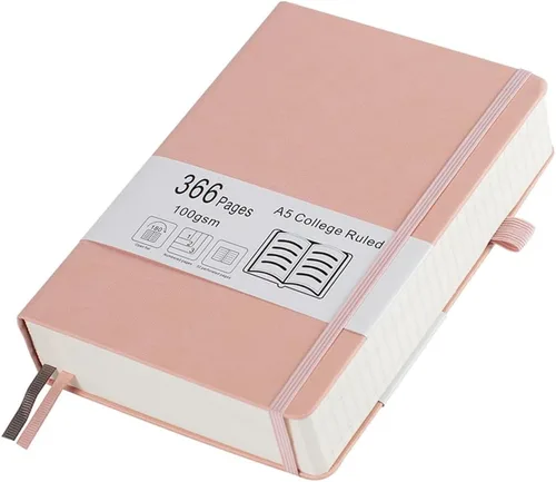 Miniatura 12 de Cuaderno grueso de rayas universitarias con 366 páginas numeradas, diarios A5 para escribir con papel rayado de 100GSM, cuadernos de cuero de tapa