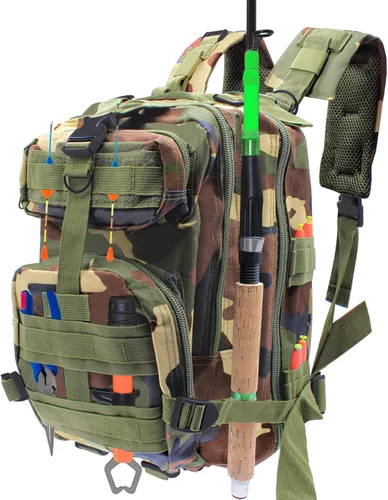 Miniatura 4 de Mochila ligera para aparejos de pesca, resistente al agua, soporte para caña de pescar todo en uno y almacenamiento