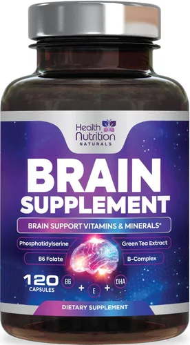 Suplemento de memoria cerebral, nootrópicos de fuerza 3 veces para concentración, claridad y apoyo de enfoque, salud cerebral, vitaminas cognitivas