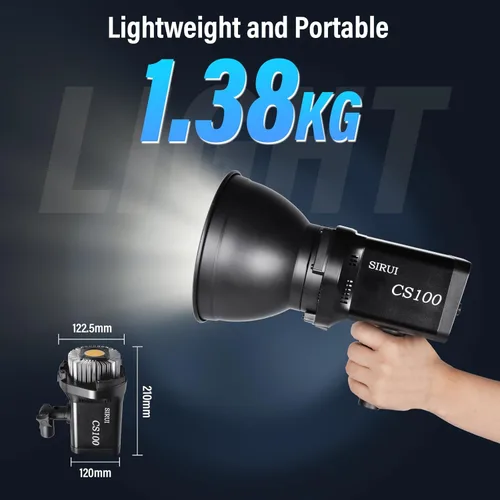 Miniatura 5 de SIRUI Luz de video LED CS100 de 100 W, iluminación continua de luz diurna portátil, CRI 96 de 5600K, TLCI 98 4000Lux/m, montaje Bowens, 8 efectos