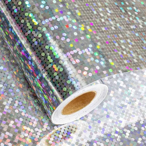 Miniatura 8 de Merture - Rollo de papel de regalo holográfico azul, papel de regalo azul con diseño de galaxia brillante para cumpleaños, baby shower, Navidad, día