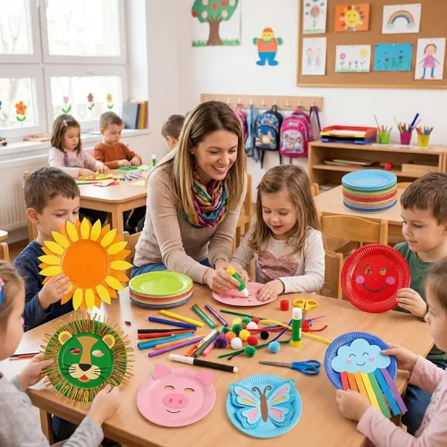 Miniatura 6 de Nicunom 200 platos de papel para fiestas, platos de postre desechables de 7 pulgadas, platos redondos de colores surtidos, a granel para fiestas