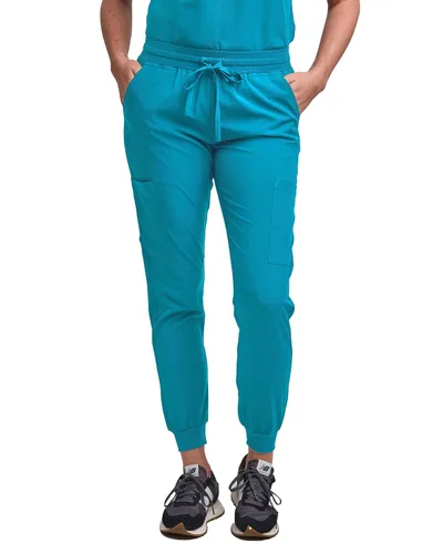 Miniatura 4 de Green Town Conjunto de ropa quirúrgica para mujer, pantalón deportivo y parte superior con cuello en V, 5 bolsillos, cintura de yoga, uniforme
