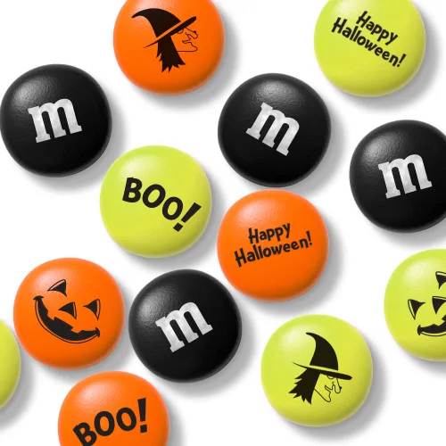 Miniatura 2 de M&M'S WORLD Caramelos de Halloween preimpresos, 2 libras de caramelos a granel en paquete resellable para fiesta de Halloween, dulce o truco