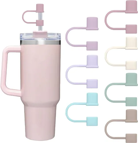 7 Piezas Tapas Protectoras de Pajilla para Copa Stanley, Simples de 10mm (0.4 pulgadas) Tapas de Pajilla de Silicona para Accesorios de Vaso Stanley