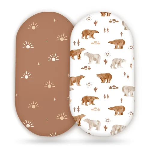 Miniatura 10 de Juego de 2 sábanas elásticas ultra suaves para moisés, ajuste universal para moisés, cuna de bebé, canasta de Moisés, colchón ovalado rectangular