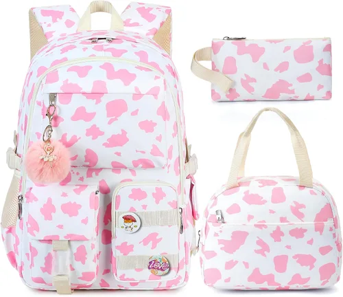 Miniatura 8 de Hidds Mochila para niñas, 3 piezas, mochilas escolares universitarias, juego de bolsa de libros para niños con lonchera, mochila escolar, mochila