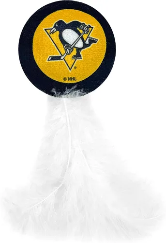 Miniatura 3 de NHL Boston Bruins - Juego completo de 3 juguetes de peluche para gatos: jersey, disco de hockey con plumas y ventilador #1. Relleno de hierba gatera